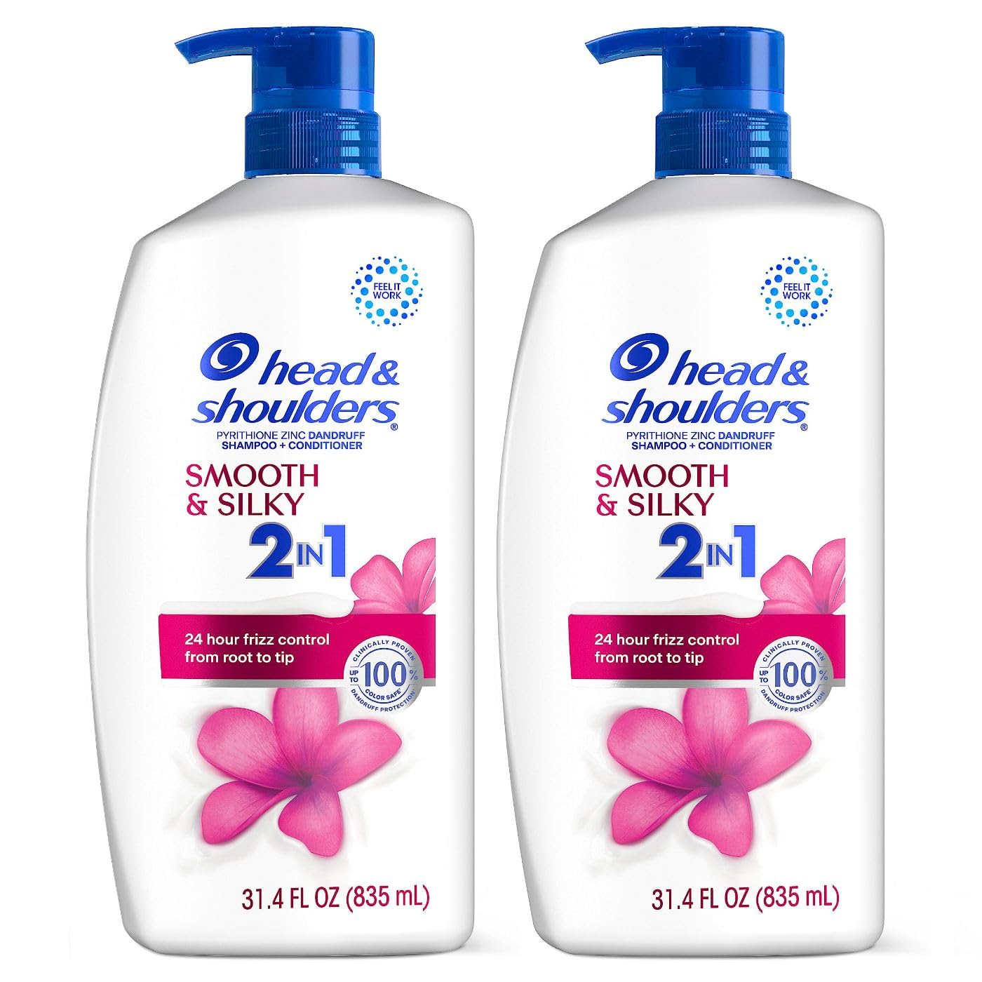 Head & Shoulders 2-in-1 bottle pour for easy dispensing and smooth formula.