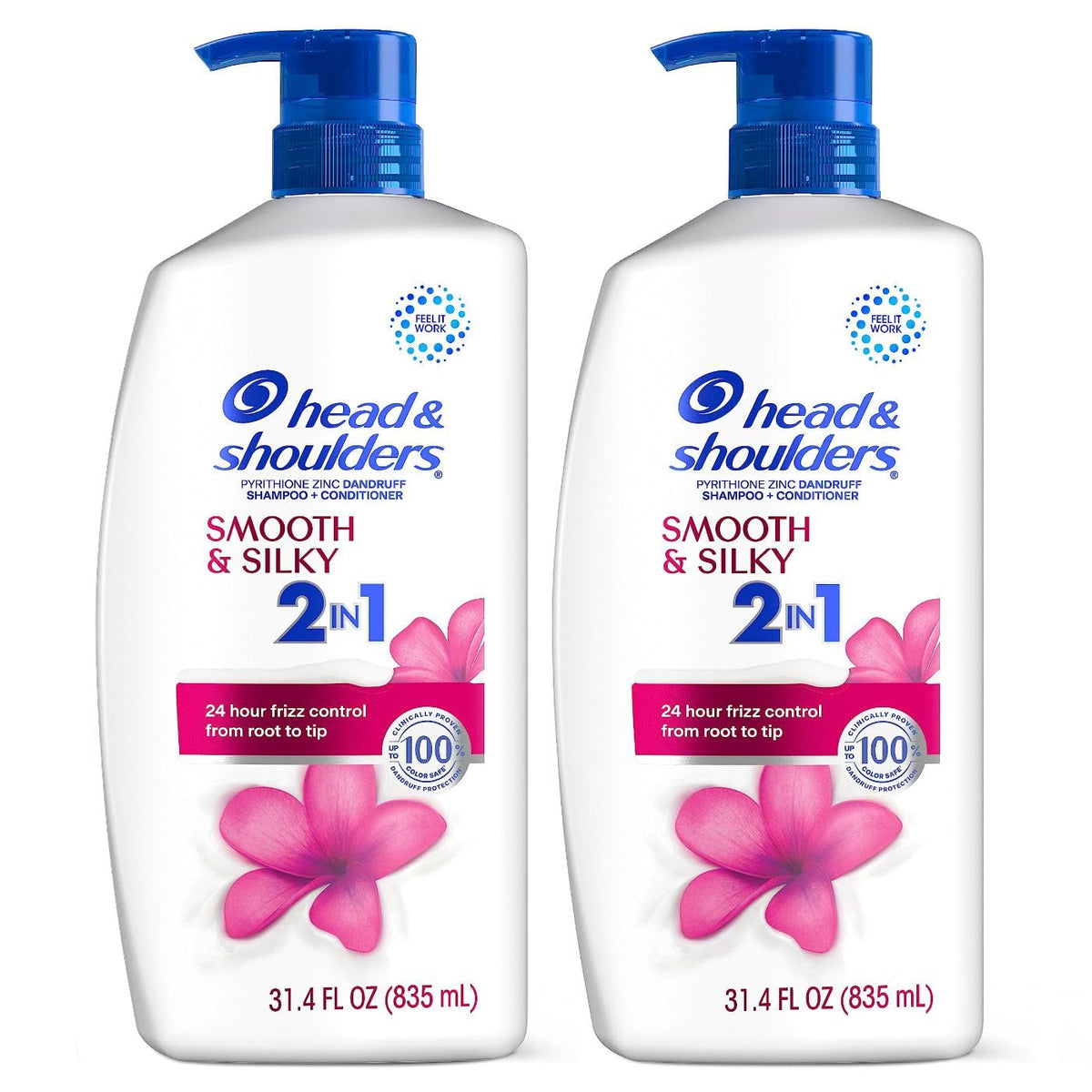Head & Shoulders 2-in-1 bottle pour for easy dispensing and smooth formula.