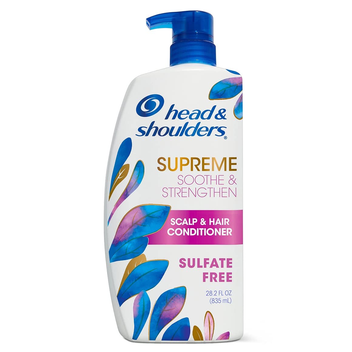 Head & Shoulders Supreme bottle close-up showing sulfate-free daily scalp care benefits