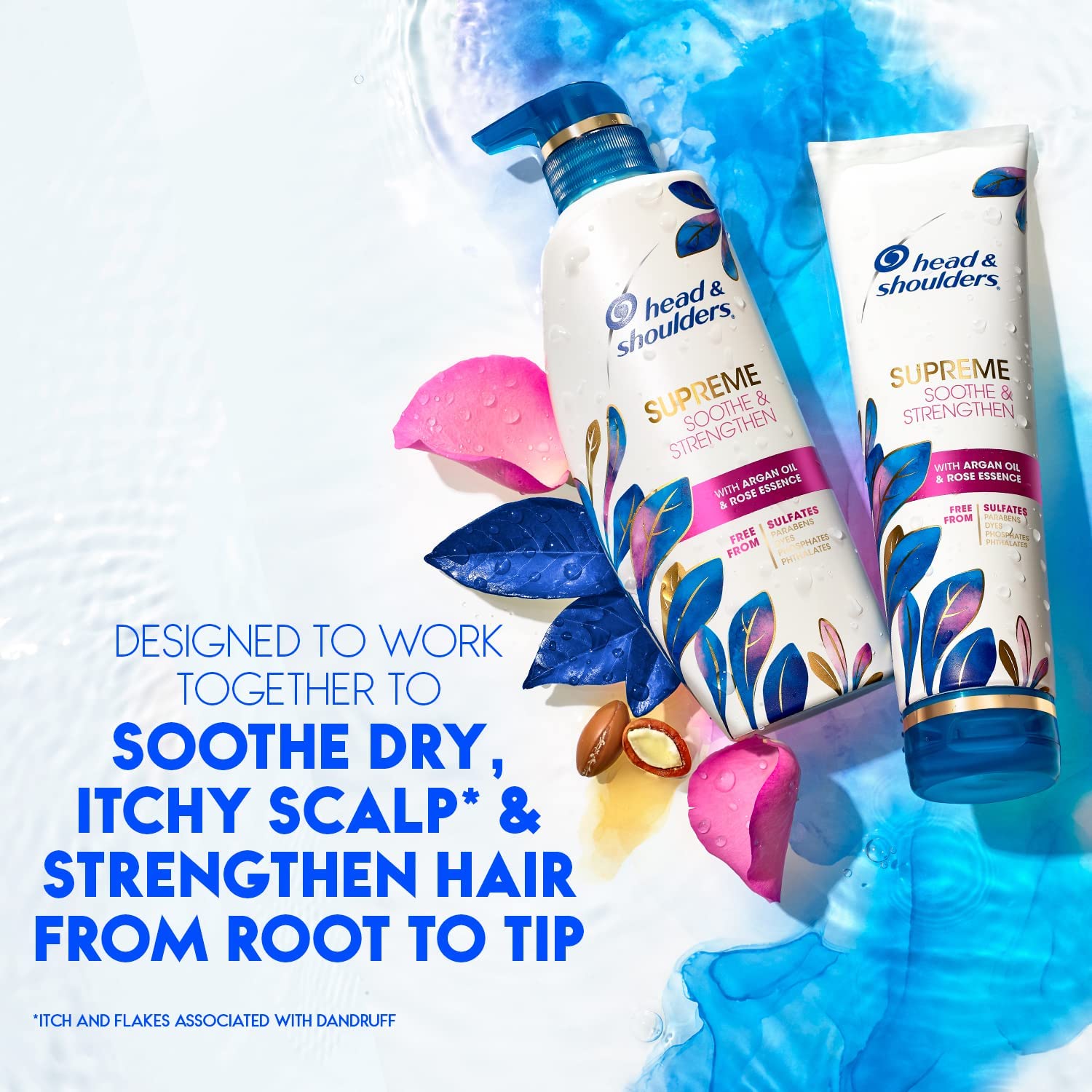 Head & Shoulders Supreme natural ingredients icons indicate clean care