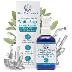 Heal The Masses White Sage Spray bottle for cleansing spaces with a smokeless mist
