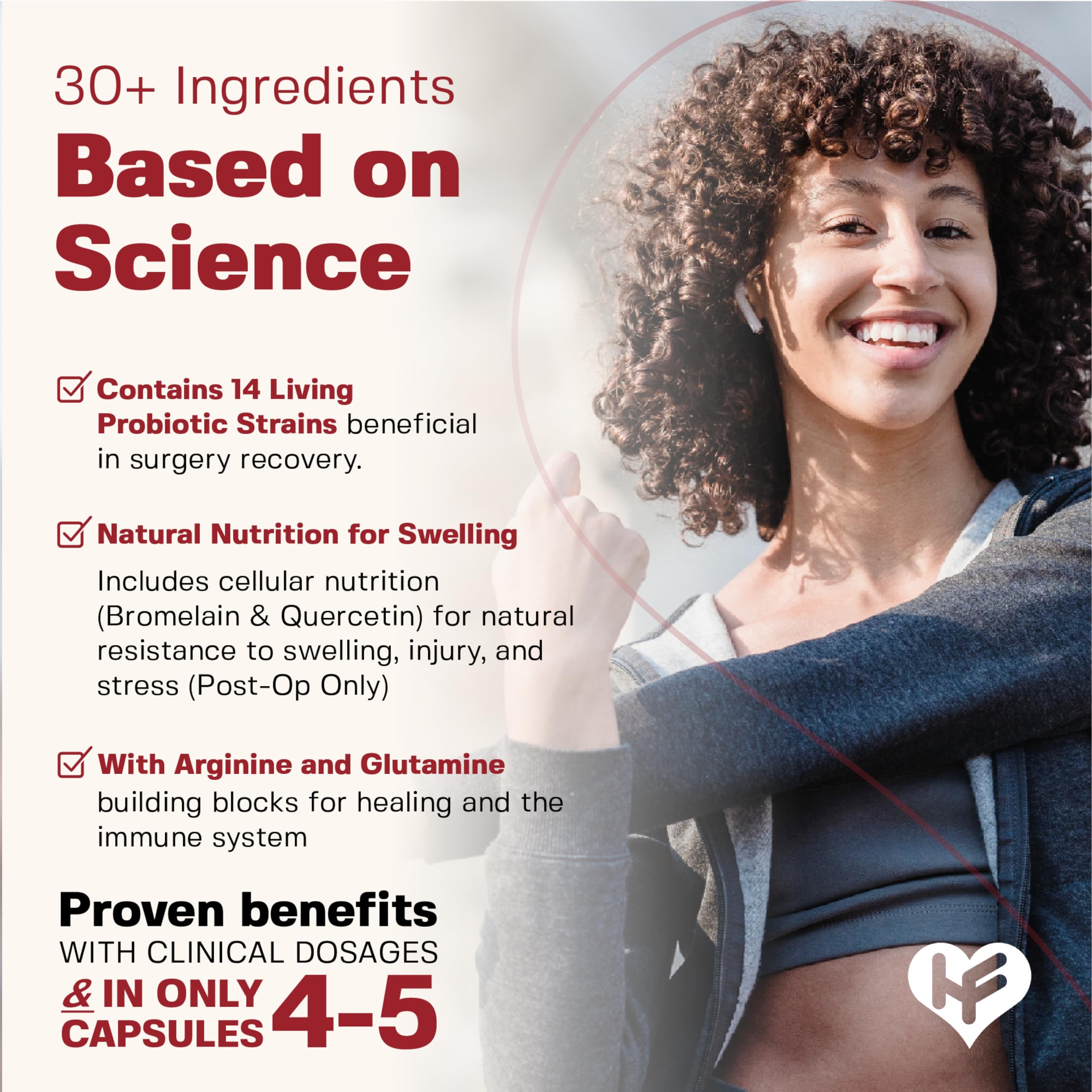 HealFast nutrition panel with vitamins and minerals close-up.