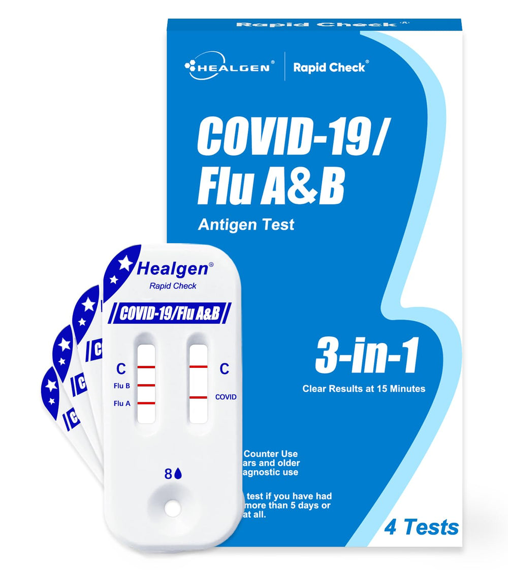 HEALGEN Rapid Check box for compact at-home testing setup.
