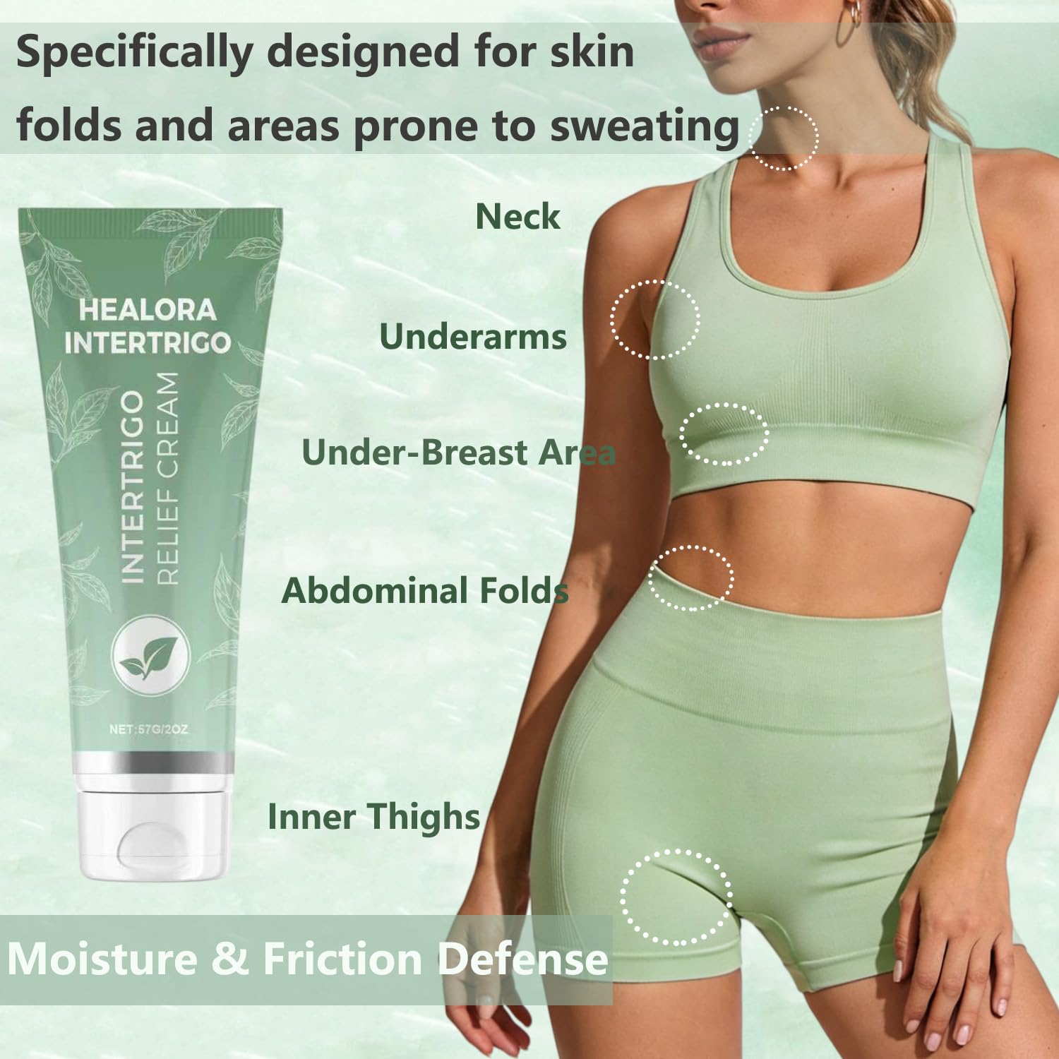 Healora Intertrigo Cream tube close-up non-greasy formula for daily use.