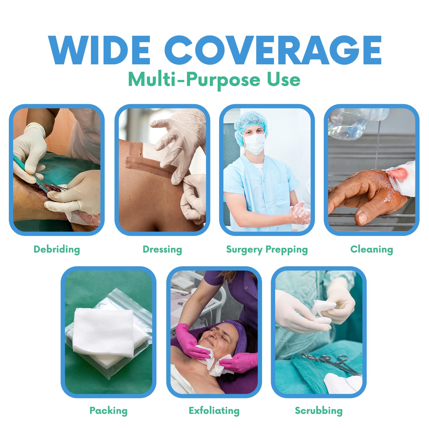 Healqu dressing prepping gauze pads for efficient wound prep.