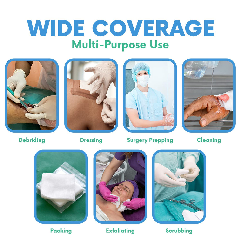 HEALQU 4x4 gauze pads for wound care in clinics and hospitals.