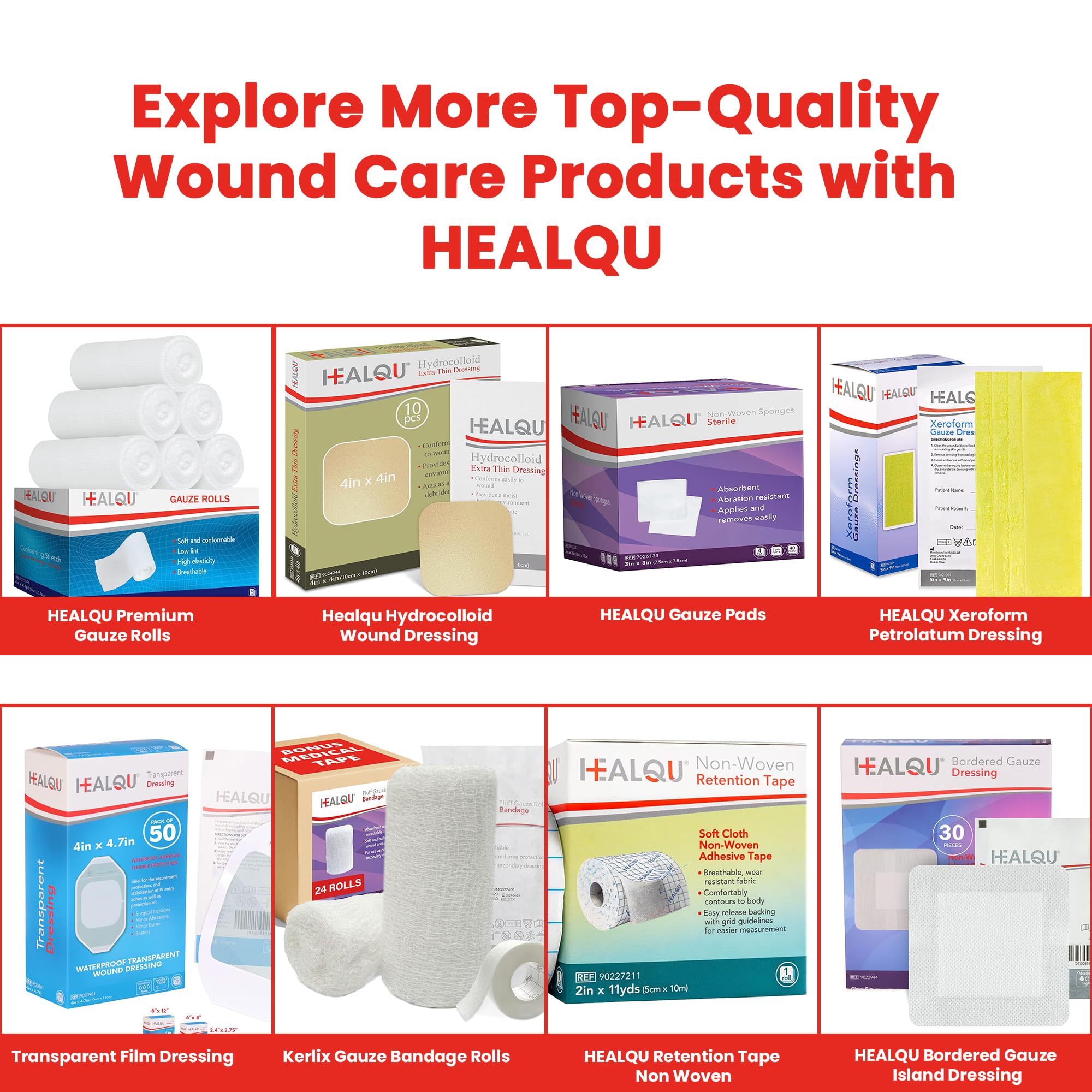 Healqu hospital-grade gauze pads for professionals.