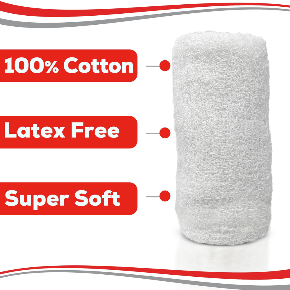 Healqu gauze roll shows 6-ply crimped cotton cushion for dressing comfort.
