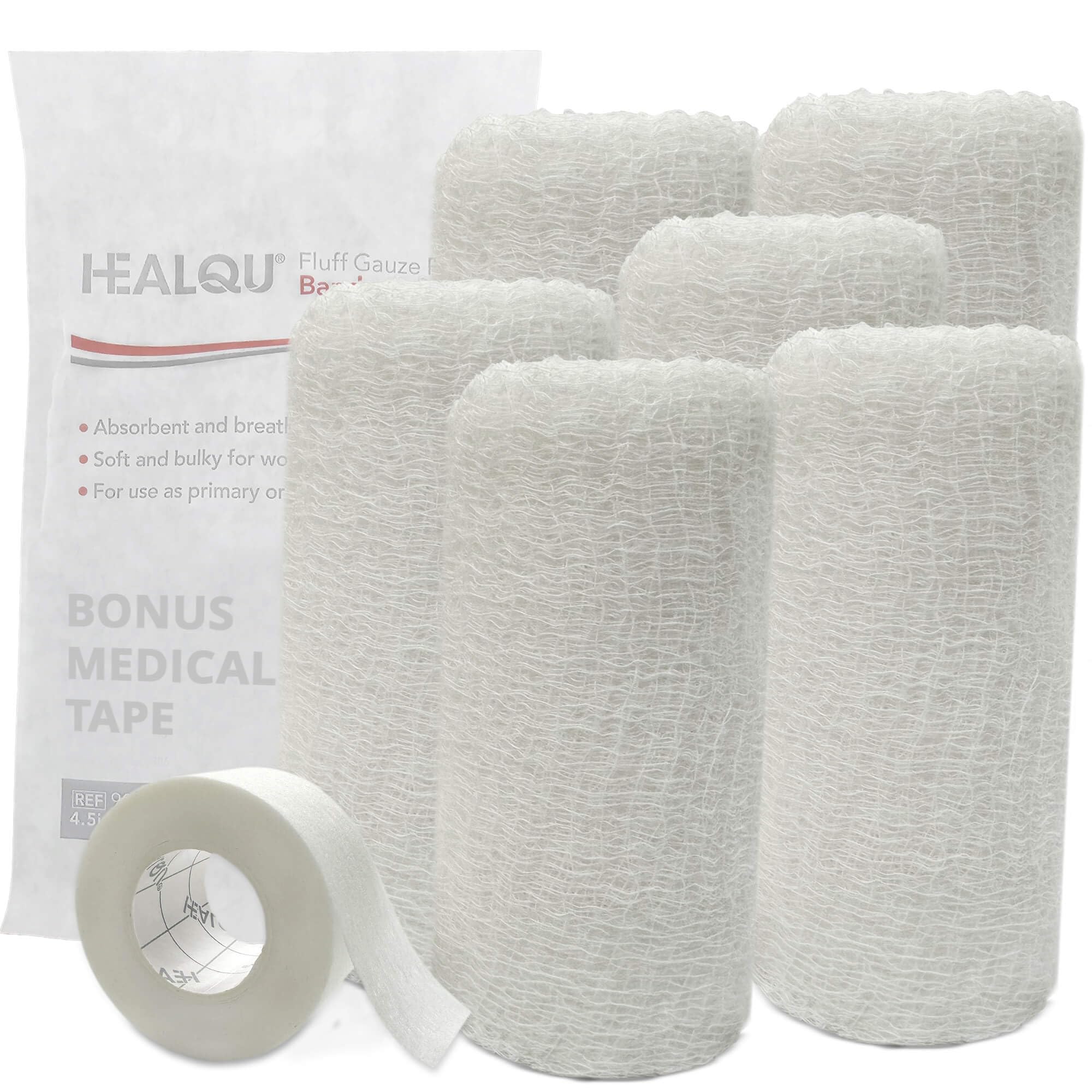 Healqu Kerlix gauze roll with open weave for better absorbency in wound care.