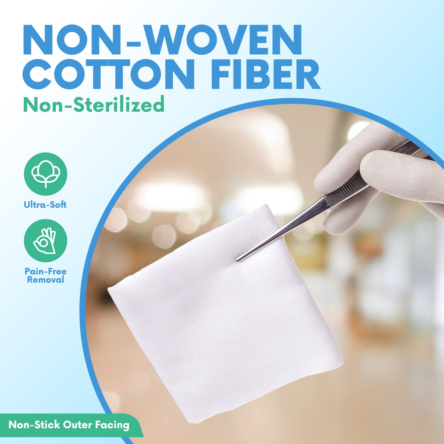 Healqu non-woven gauze absorbency for reliable wound cleaning.