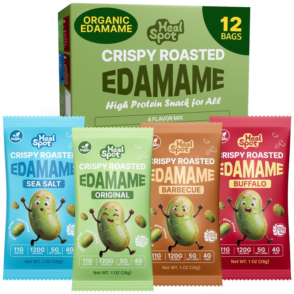Healspot Organic Edamame Beans bag front—protein-packed on-the-go snack