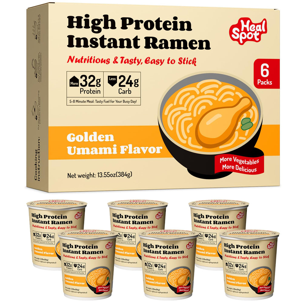 Healspot Golden-Chicken ramen packaging shows protein-rich nutrition for meals