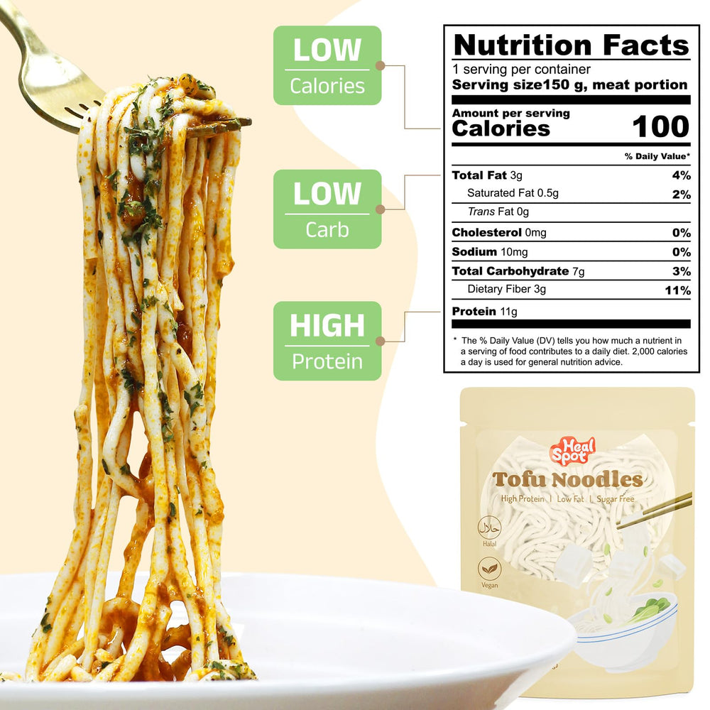 HealSpot Tofu Noodles ingredients snapshot highlighting soy milk base.