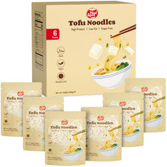 HealSpot Tofu Noodles packaging close-up, convenient ready-to-eat meal for busy days.