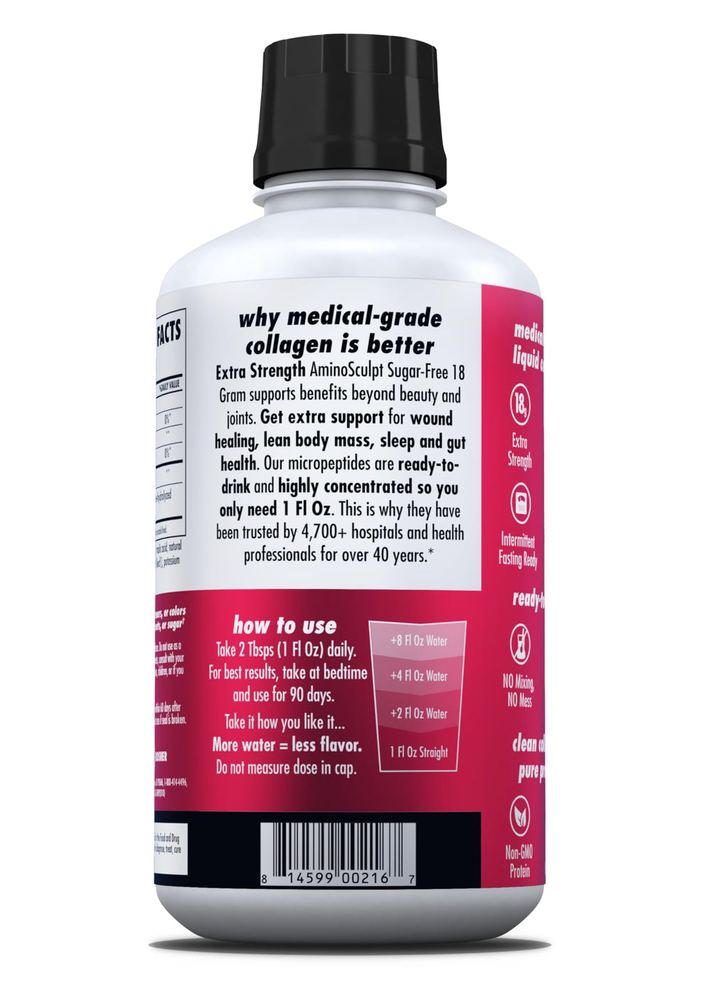 Kosher and Non-GMO seals on AminoSculpt packaging