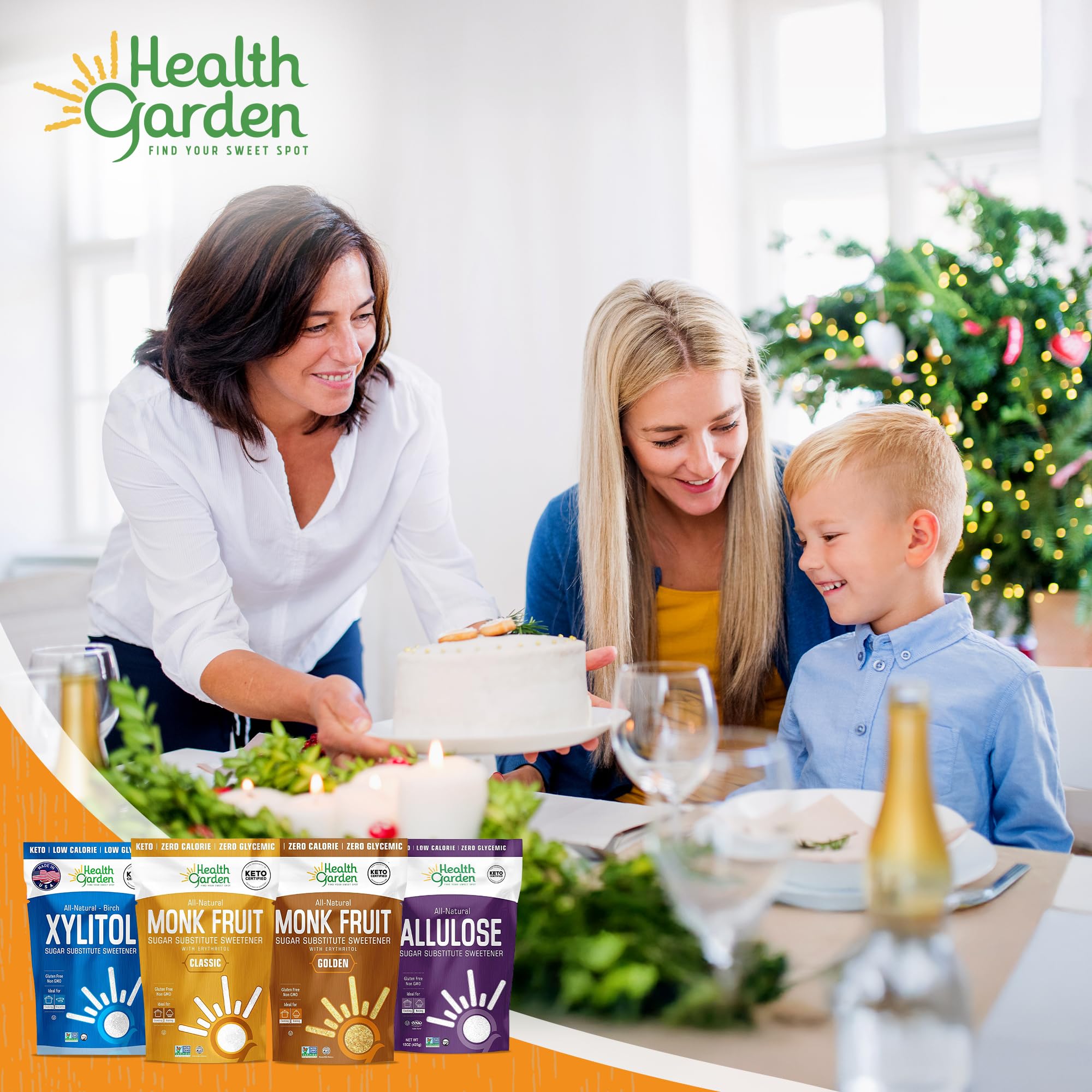 Health Garden Monk Fruit Sweetener Golden non-GMO and kosher friendly for clean-label meals.
