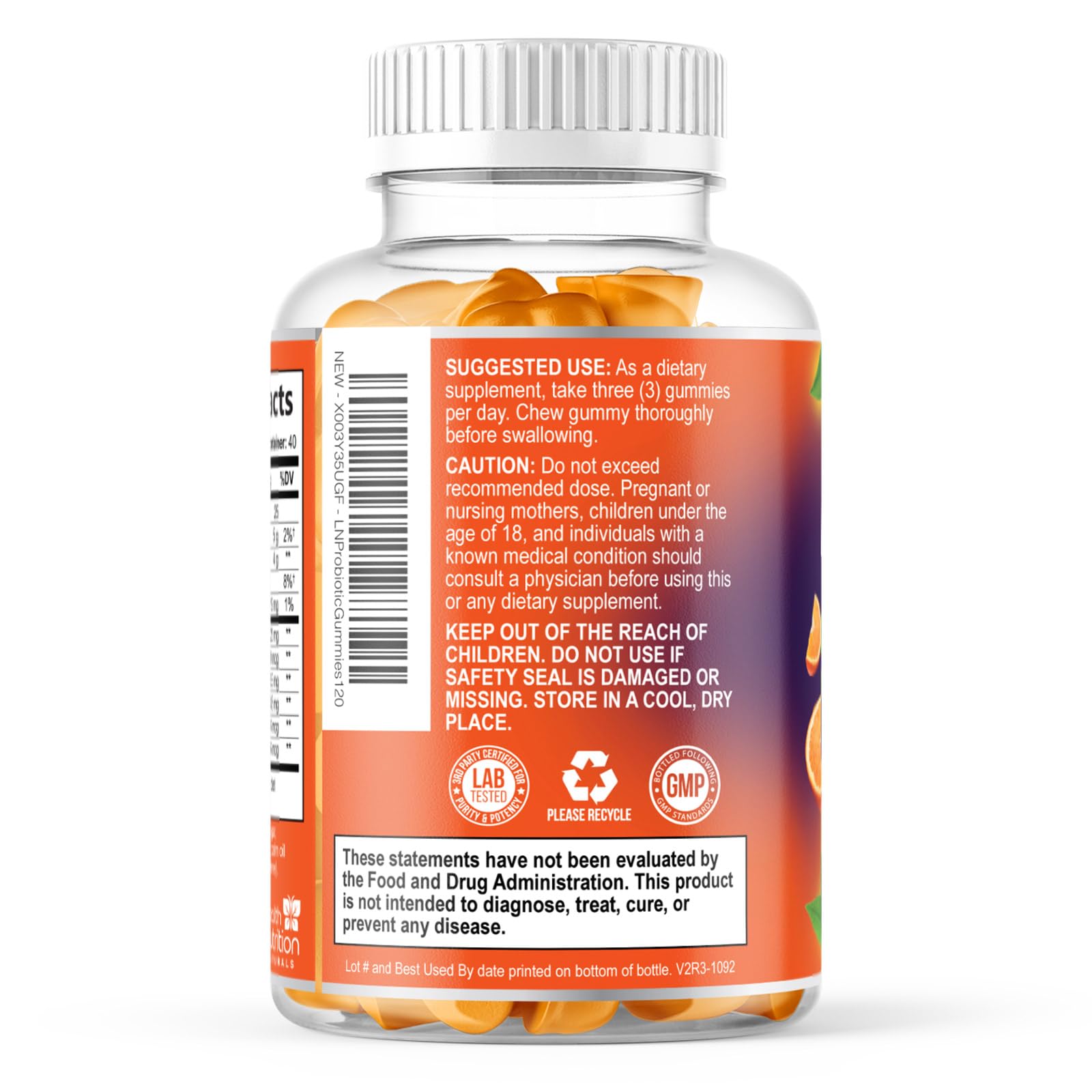 Health Nutrition Naturals Probiotic Gummies third-party testing badge signals quality.