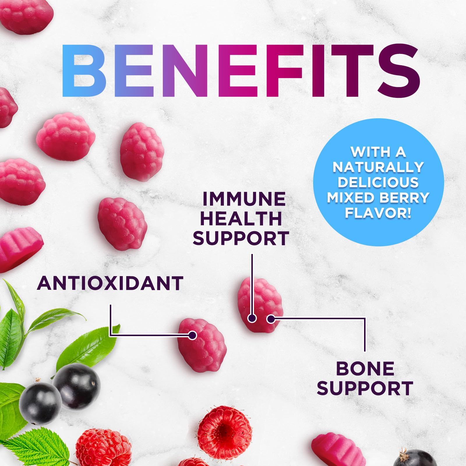 Health Nutrition Naturals zinc gummies 50mg closeup reveals fruity chewy texture