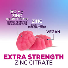 Health Nutrition Naturals zinc gummies packaging emphasizes gluten-free and non-GMO features