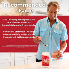 Health Plus Colon Cleanse bottle in kitchen signals easy daily use.