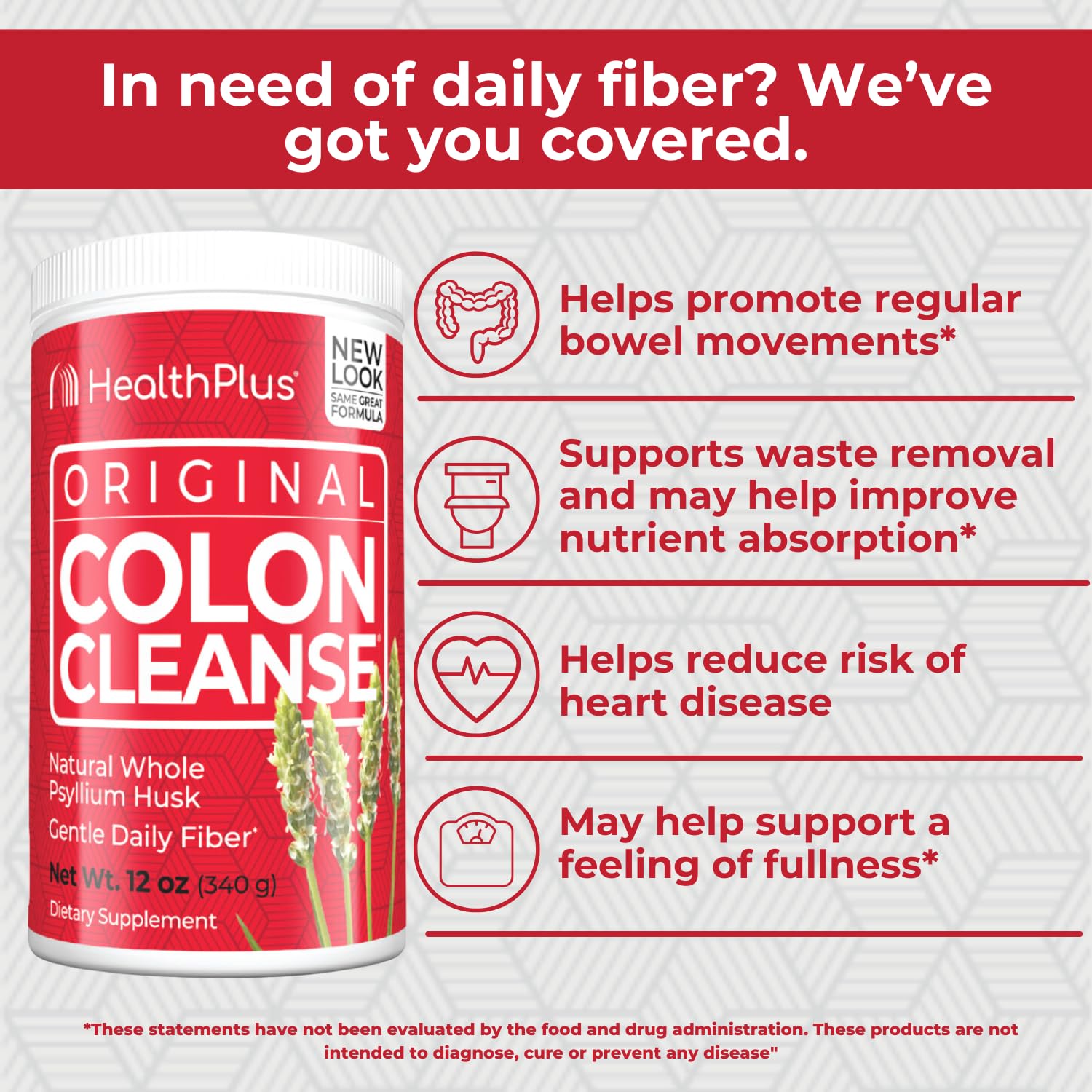 Health Plus Colon Cleanse gluten-free formula label highlights dietary compatibility.