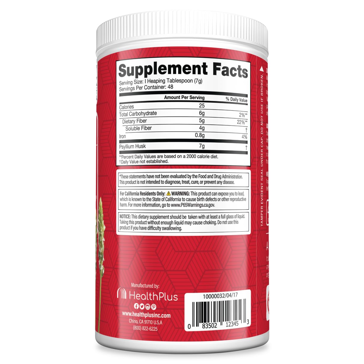 Health Plus Colon Cleanse measuring scoop beside the jar for portion control.