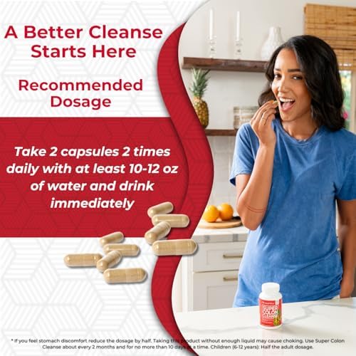 Health Plus Super Colon Cleanse capsules in hand for daily routine.