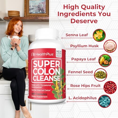 Health Plus Super Colon Cleanse gluten-free label on container