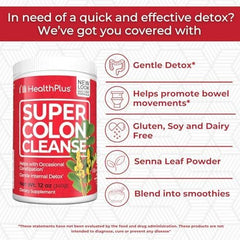 Health Plus Super Colon Cleanse label closeup shows ingredient highlights.