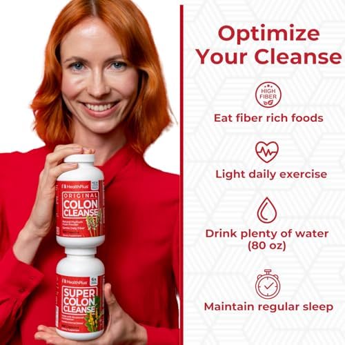 Health Plus Super Colon Cleanse Lactobacillus acidophilus symbol for gut balance.