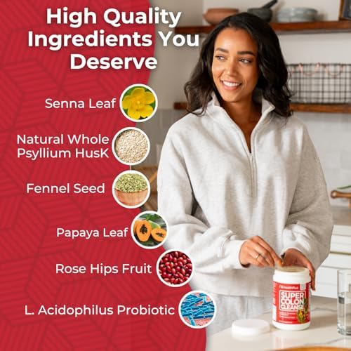 Health Plus Super Colon Cleanse powder-dispense view highlights easy mixing.