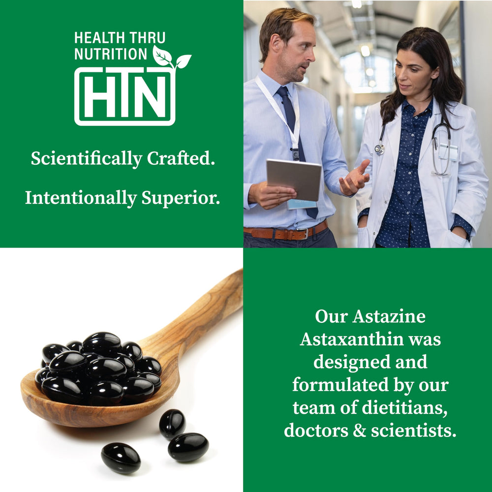 Health Thru Nutrition capsule closeup emphasizes convenient daily use.