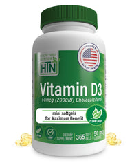 Health Thru Nutrition Vitamin D3 2000 IU bottle with clear label for immune support.