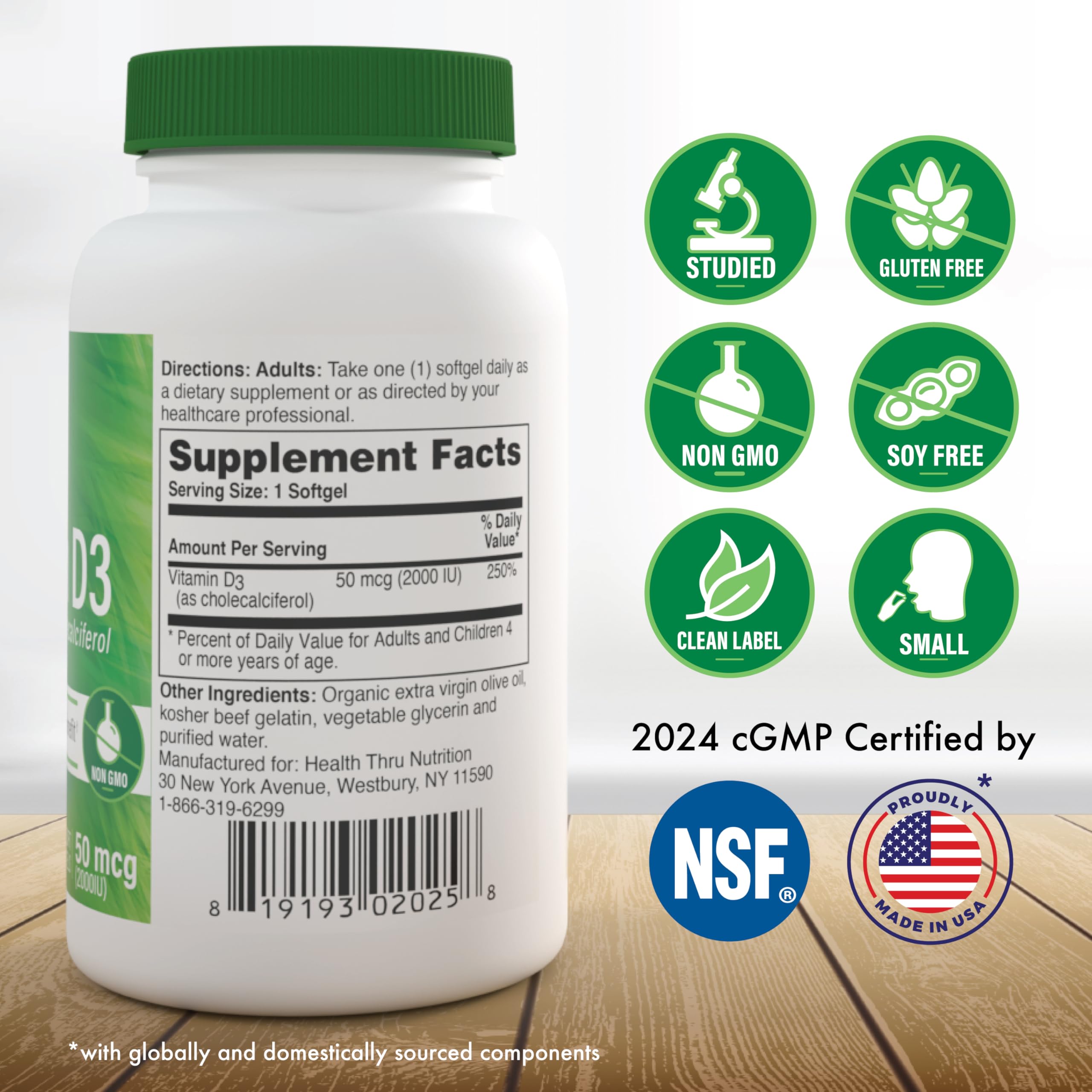 Health Thru Nutrition bottle pour capturing convenient daily dosage.