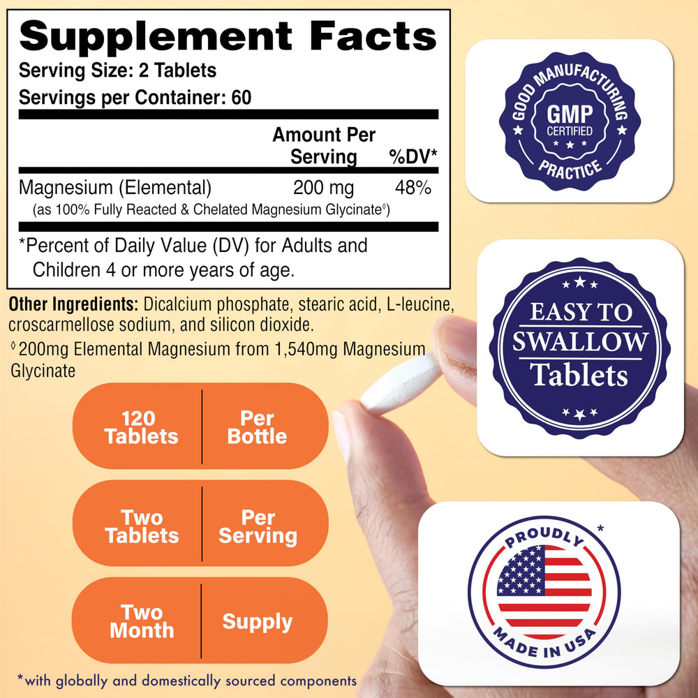 Health Thru Nutrition Magnesium Glycinate bottle close-up highlighting fully reacted chelate for high bioavailability.