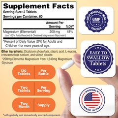 Health Thru Nutrition Magnesium Glycinate bottle close-up highlighting fully reacted chelate for high bioavailability.