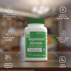Health Thru Nutrition Magnesium Glycinate bottle pour, convenient daily use.