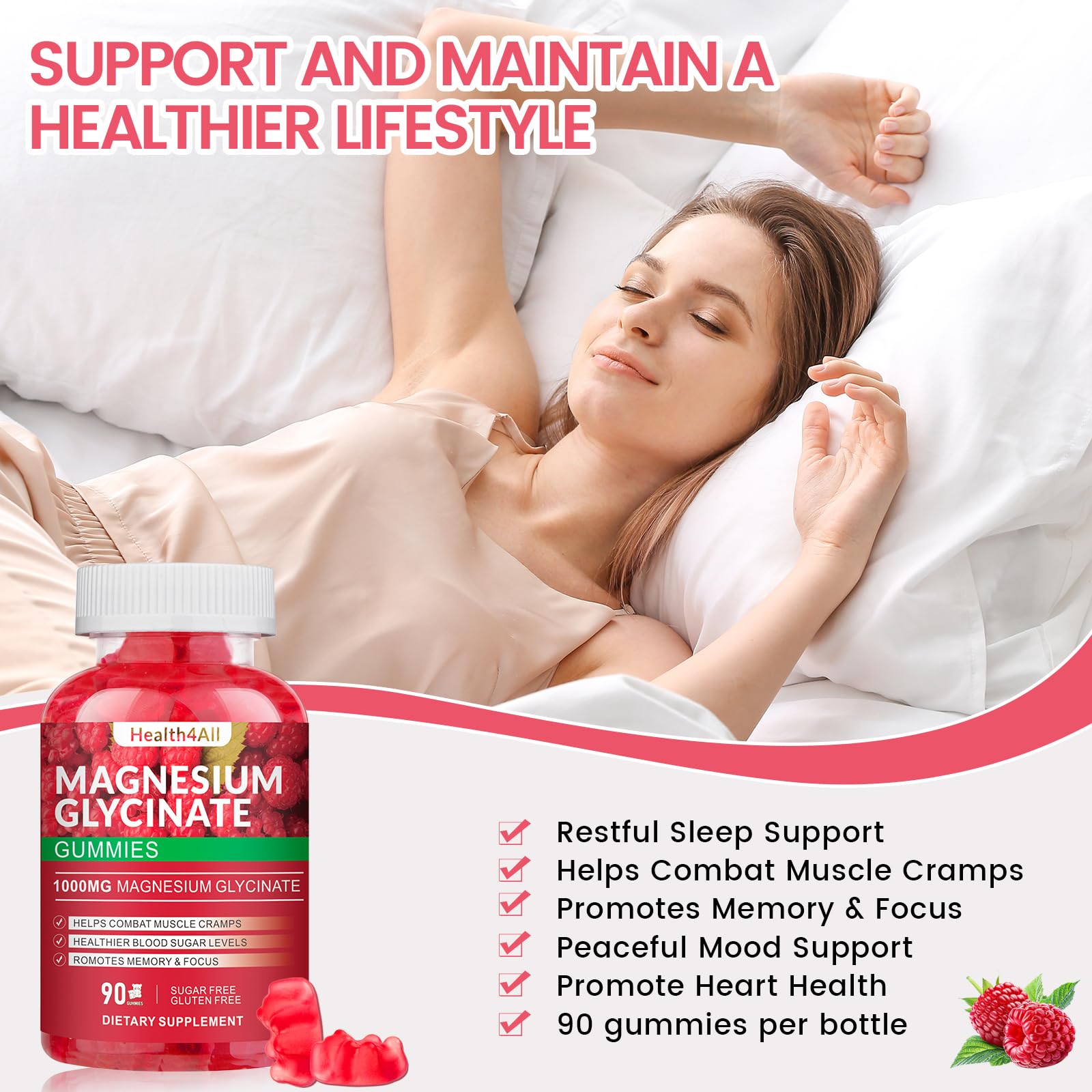 Health4All sugar-free raspberry flavor label highlights dietary choice.