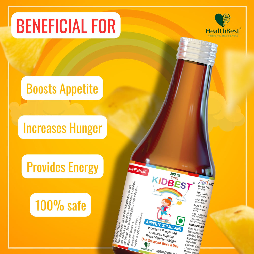 HealthBest Kidbest pouring syrup into a child's spoon for easy dosing
