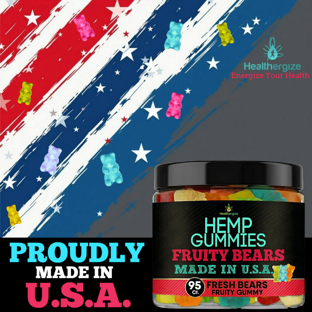 Healthergize hemp gummies packaging back with nutrition details