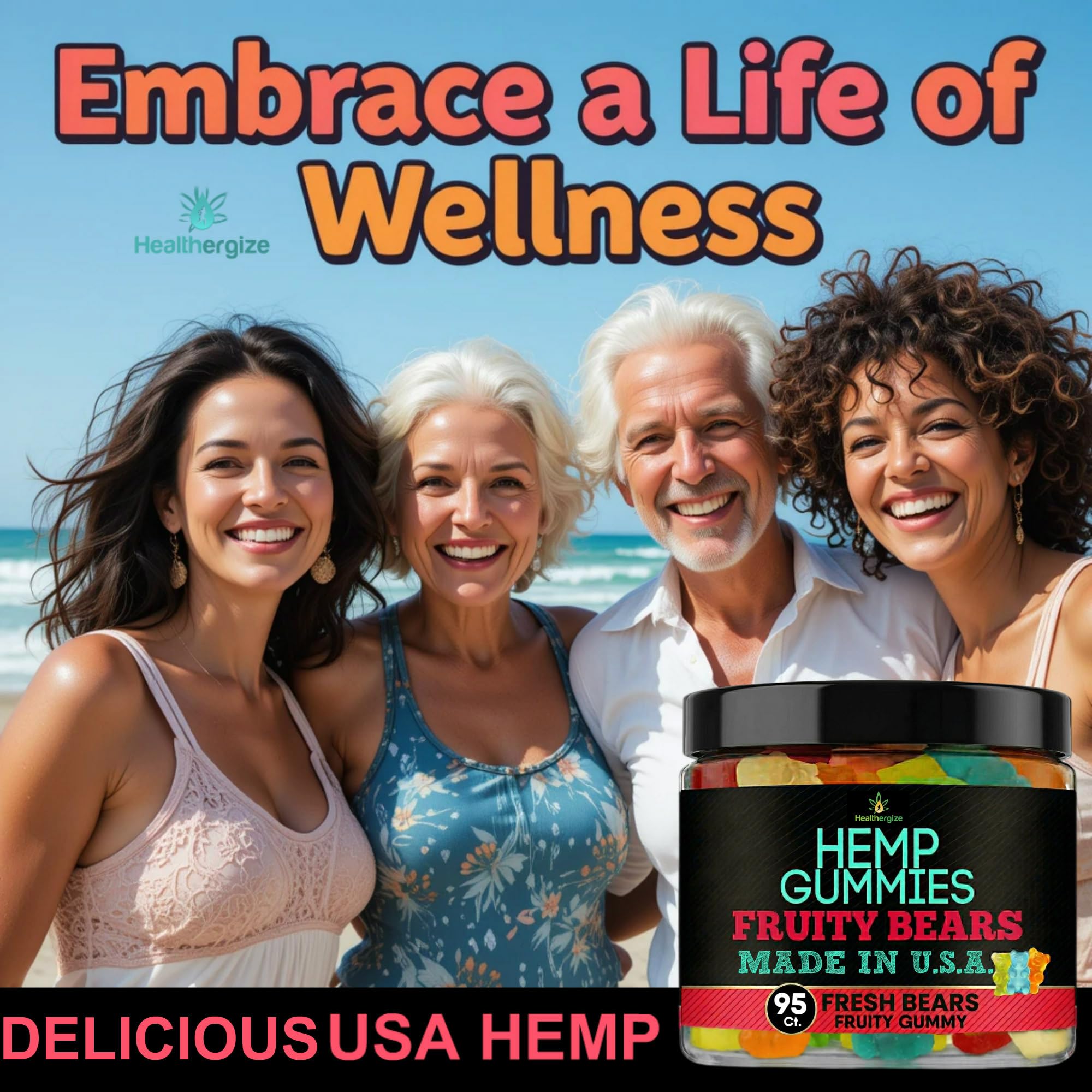Healthergize hemp gummies serving size label for easy portion control