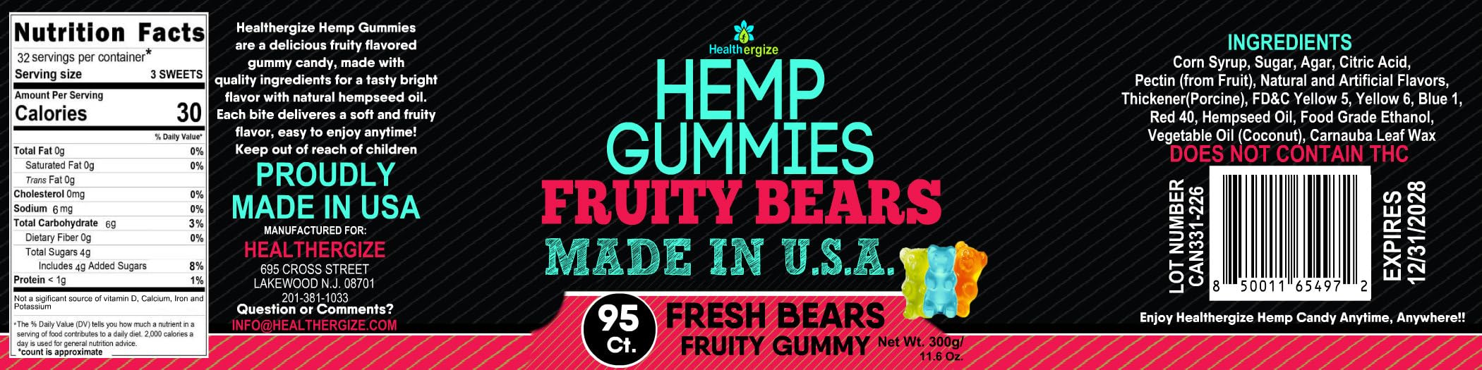 Healthergize hemp gummies usage tips card for quick guidance