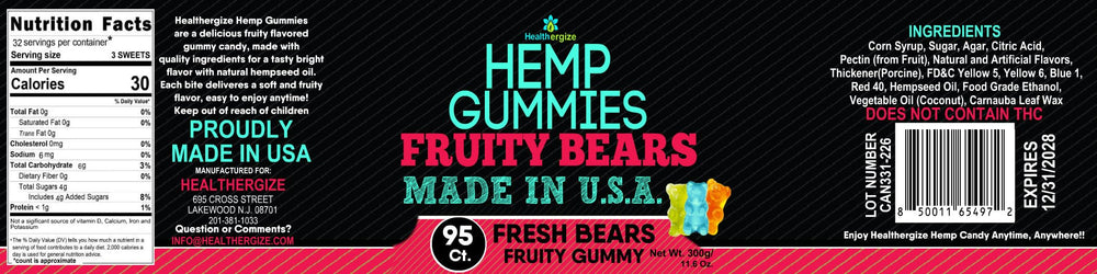 Healthergize hemp gummies usage tips card for quick guidance