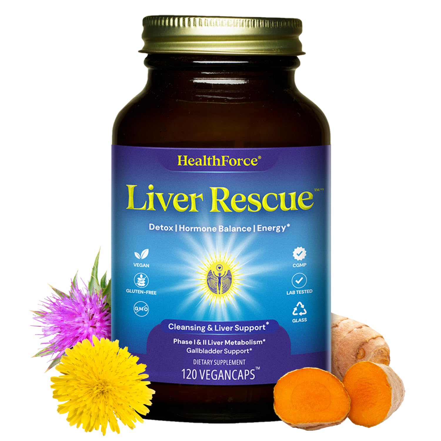 HealthForce Liver Rescue bottle and capsules for convenient daily liver support