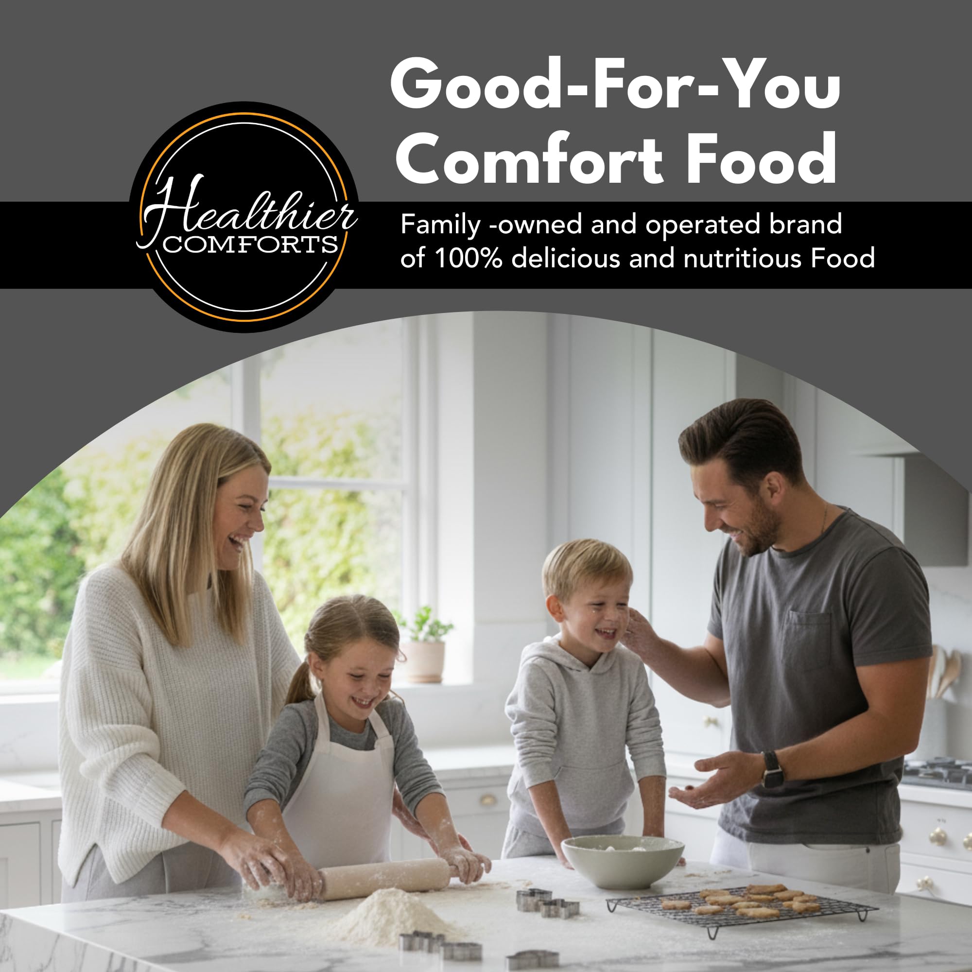 Healthier Comforts egg white powder scoop in jar, easy measuring