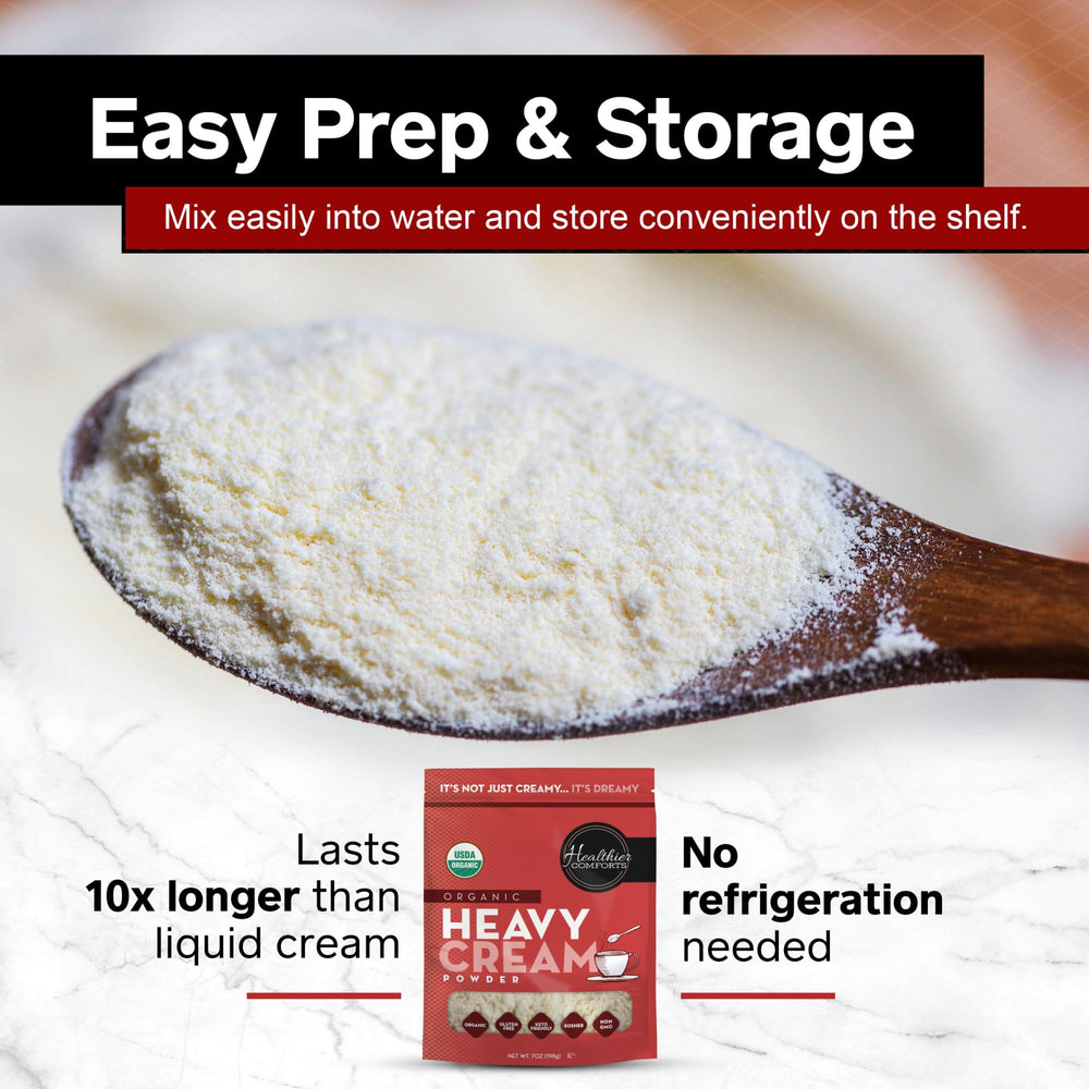 Healthier Comforts powder with measuring scoop enables precise portions