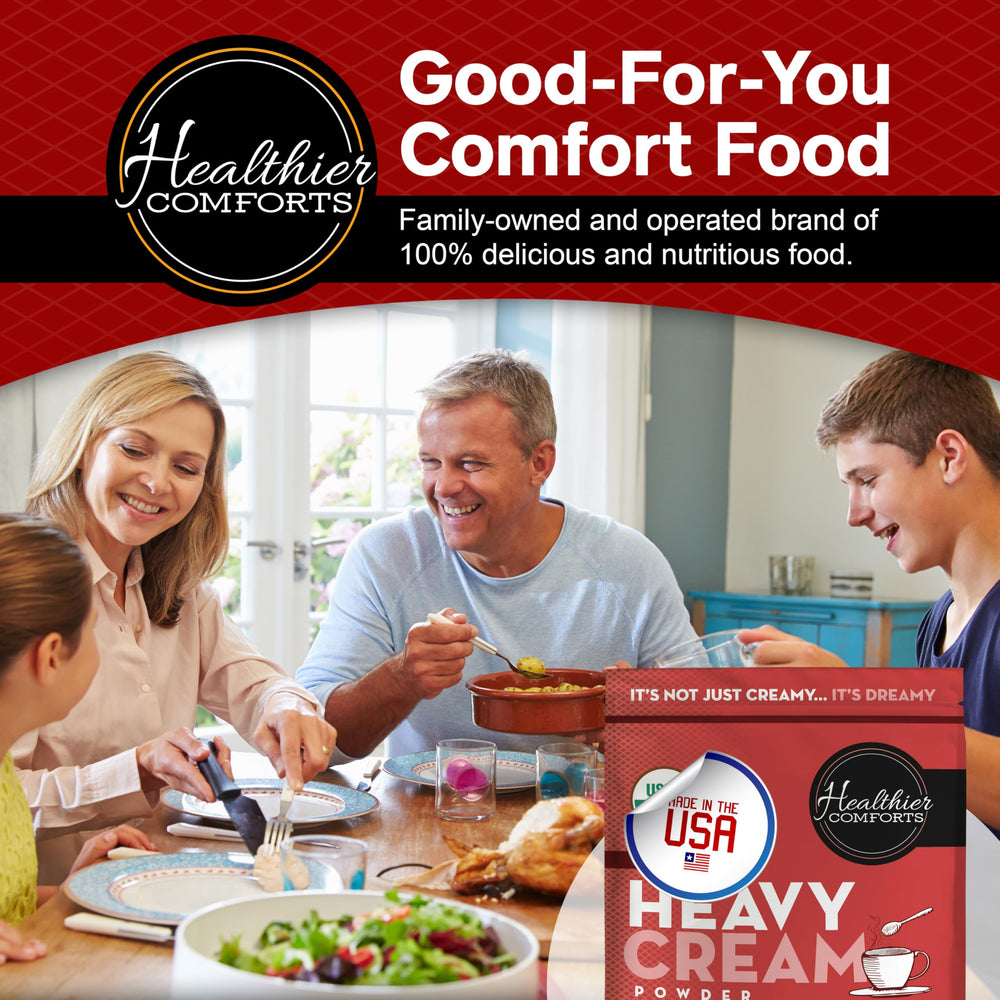 Healthier Comforts heavy cream powder delivers rich texture in dishes