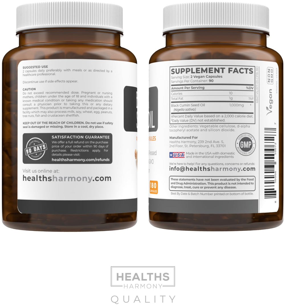 Healths Harmony bottle label clear usage communicates quality at a glance.