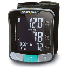 HealthSmart digital premium wrist BP monitor with clear display for at-home readings.