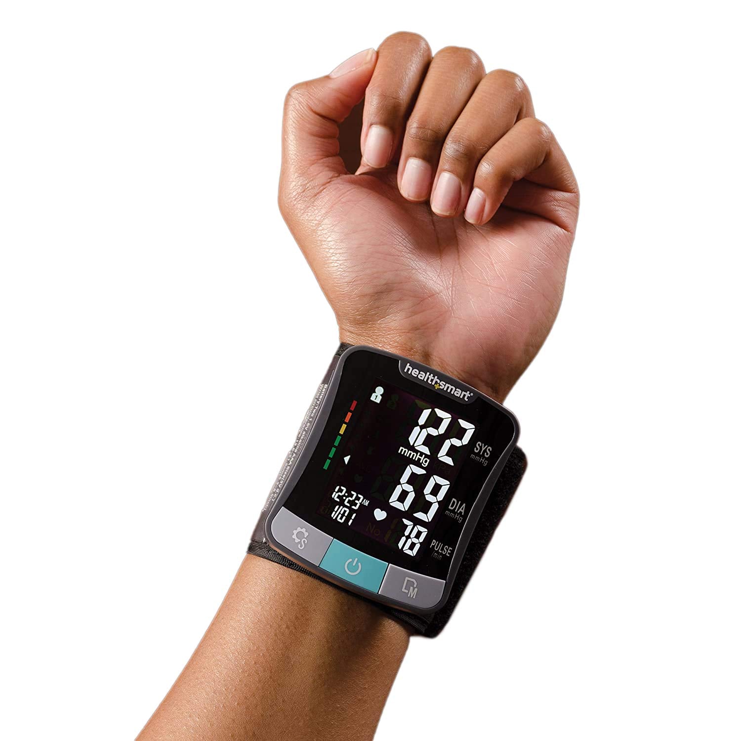 HealthSmart talking BP monitor delivering audible readings in English or Spanish.